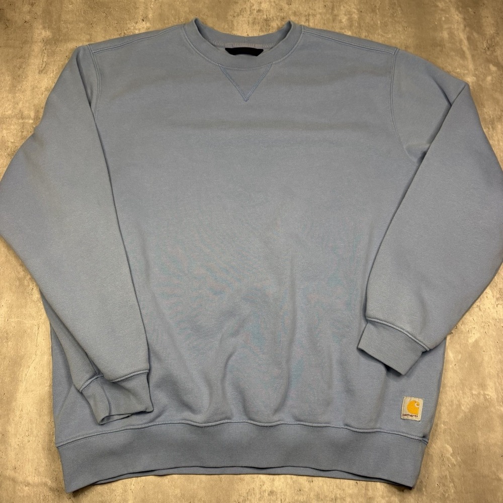 Carhartt Sweatshirt Mens XL Light Blue Small Logo Workwear Crewneck Sweater